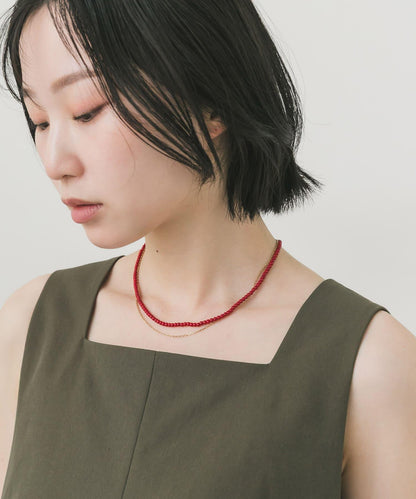 不鏽鋼彩色珠子2件套項鍊