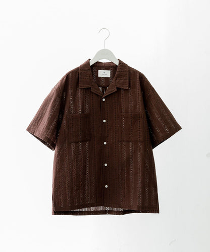 蕾絲刺繡短袖襯衫