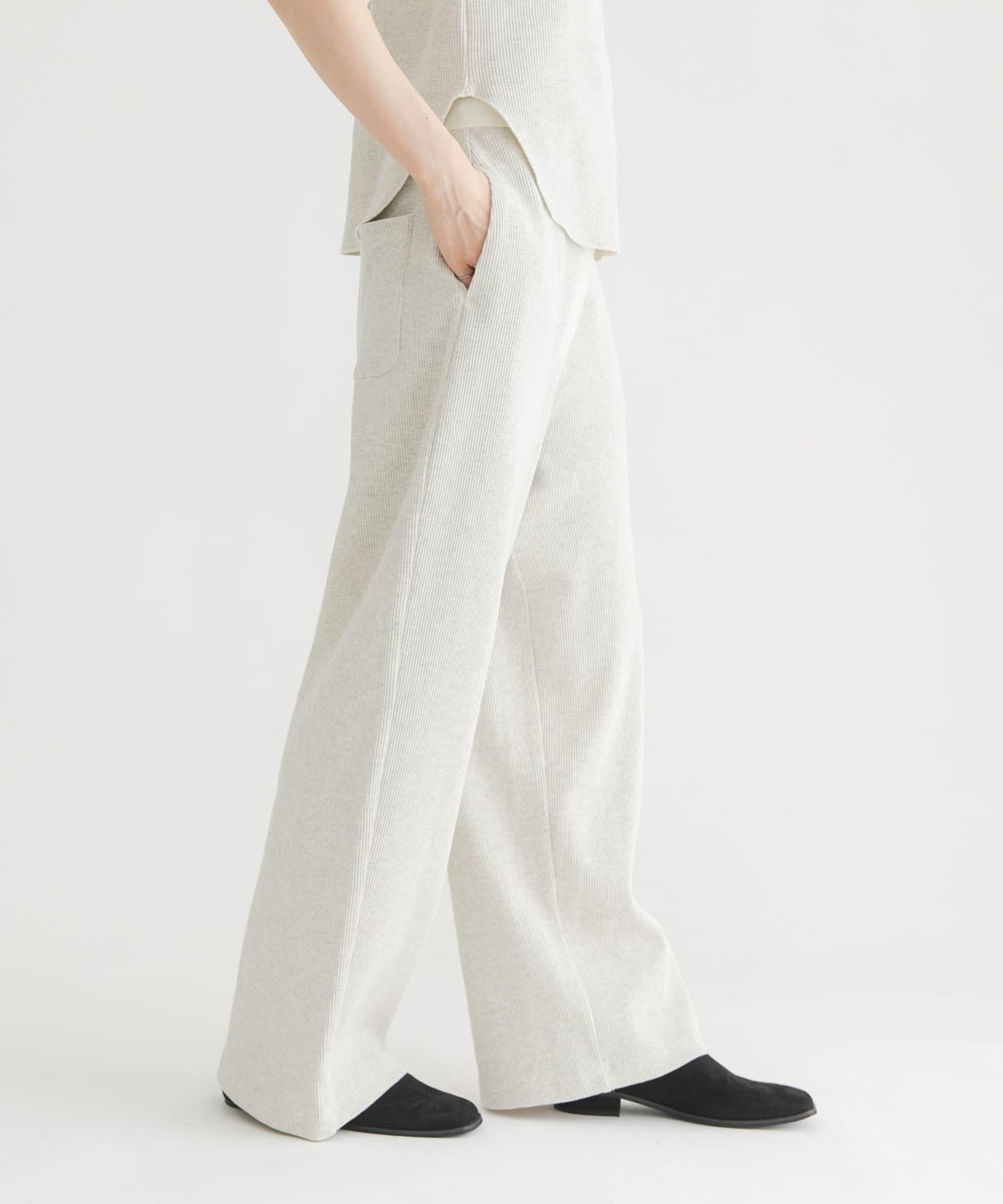 紐扣門襟華夫格長褲