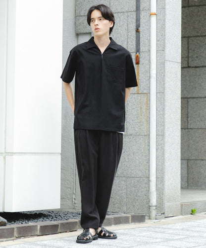 亞麻混紡套頭短袖襯衫