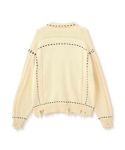 B omnivore/ビーオムニボー HANDSTITCH CABLE KNIT JKT 手工縫線麻花針織夾克