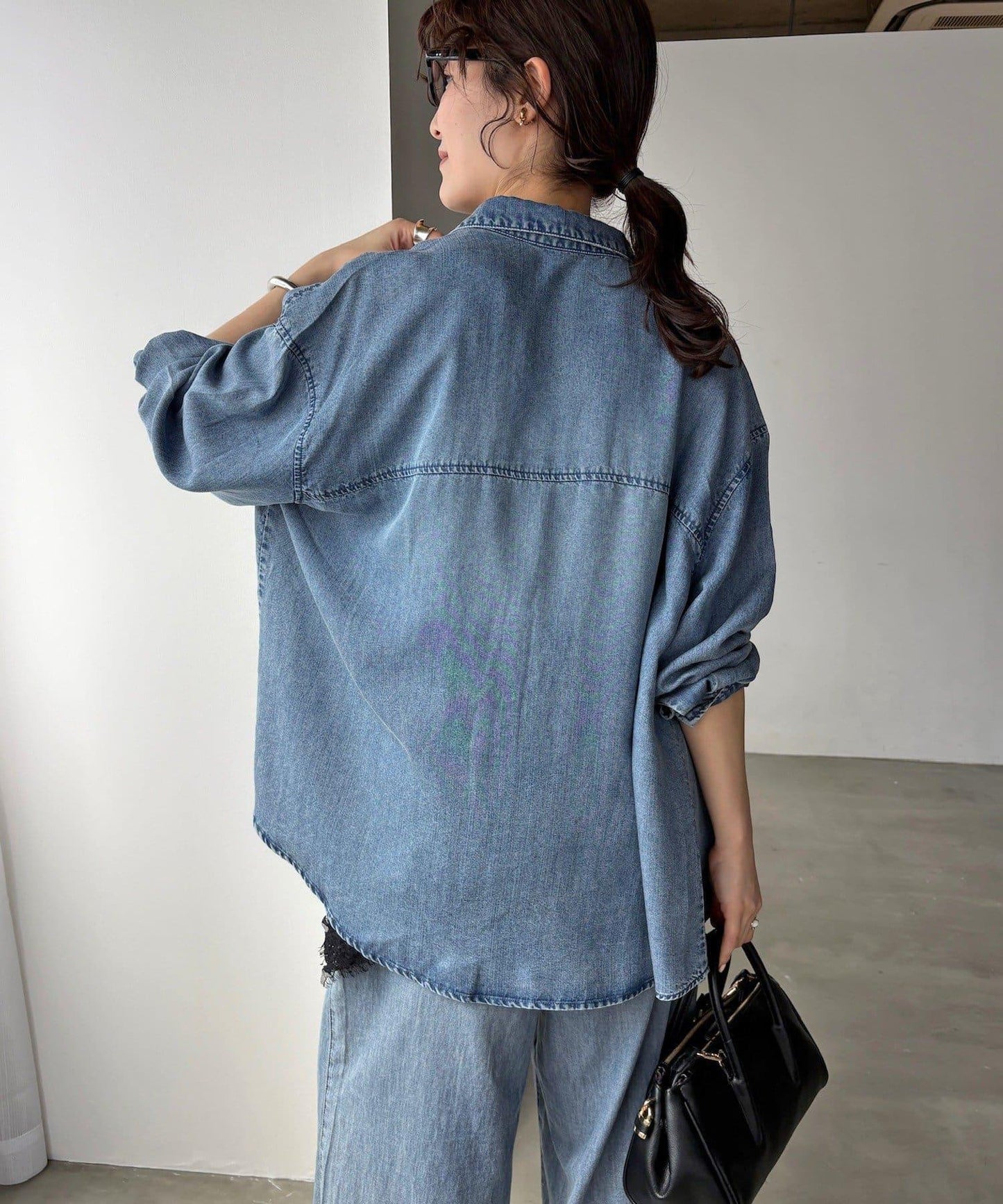 軍事風纖維素牛仔襯衫