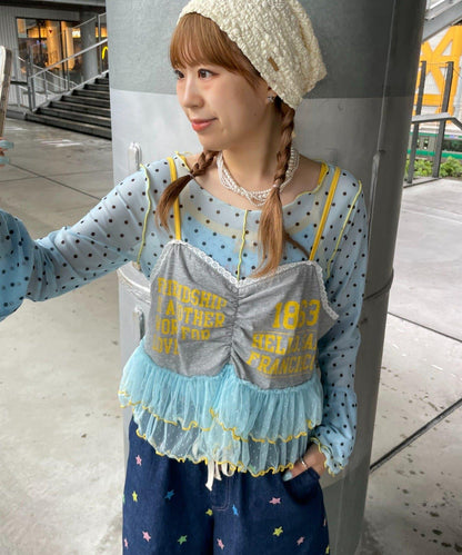 HELLO.SANFRANCISCO 印花Logo薄紗吊帶背心