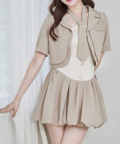 Belle Charme 迷你蝴蝶結短袖夾克