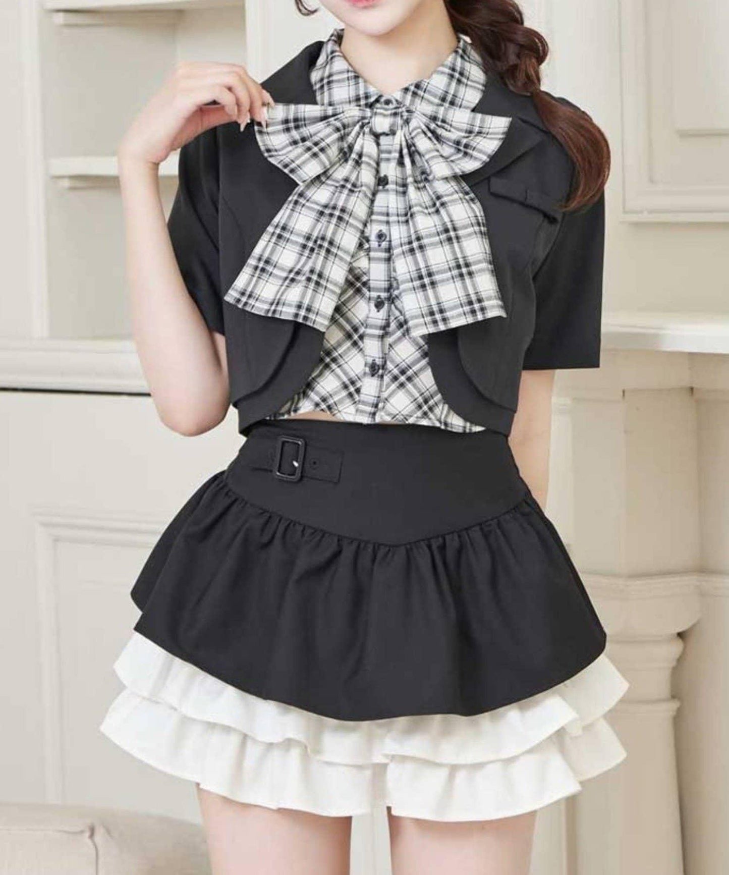 Belle Charme 迷你蝴蝶結短袖夾克
