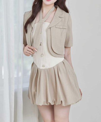 Belle Charme 迷你蝴蝶結短袖夾克