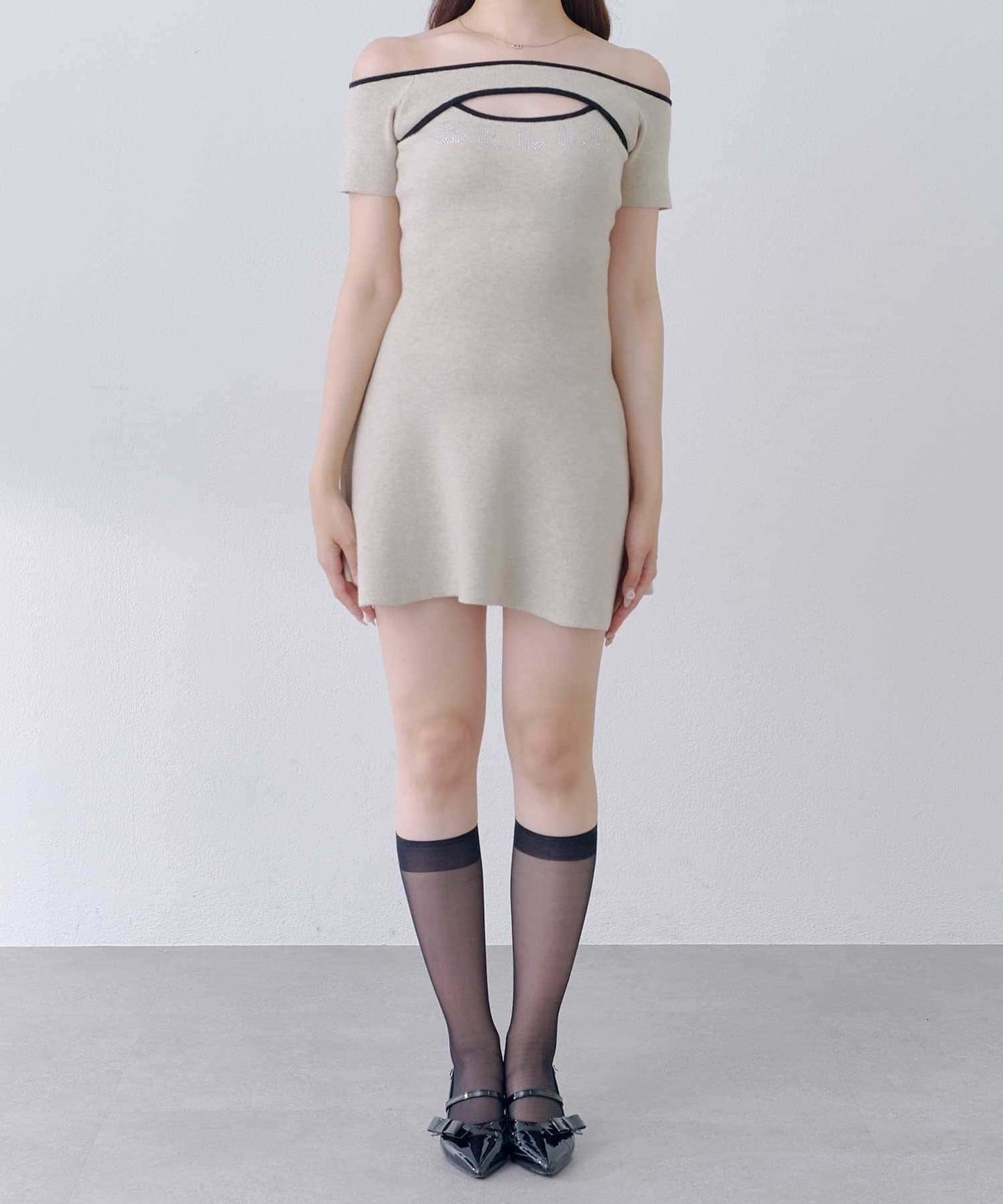 Belle Charme Logo針織喇叭連衣裙