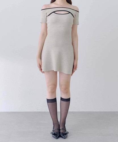 Belle Charme Logo針織喇叭連衣裙