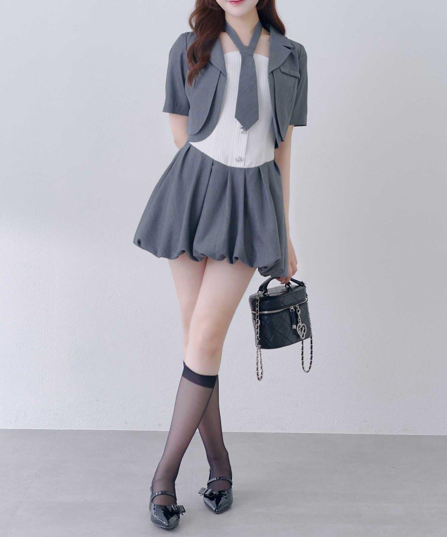 Belle Charme 迷你蝴蝶結短袖夾克