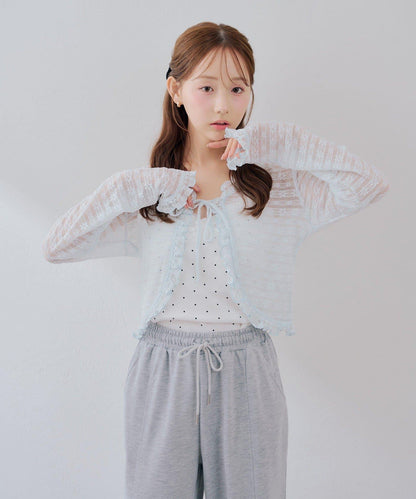 【continuer】蕾絲吊帶背心套裝 蕾絲開衫