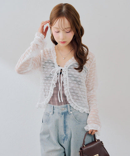【continuer】蕾絲吊帶背心套裝 蕾絲開衫