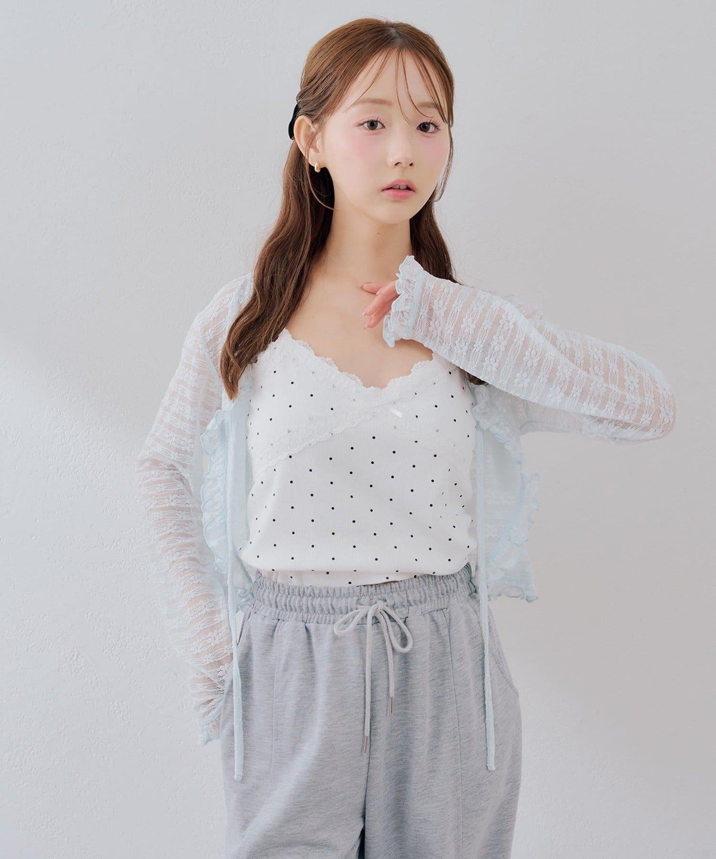【continuer】蕾絲吊帶背心套裝 蕾絲開衫