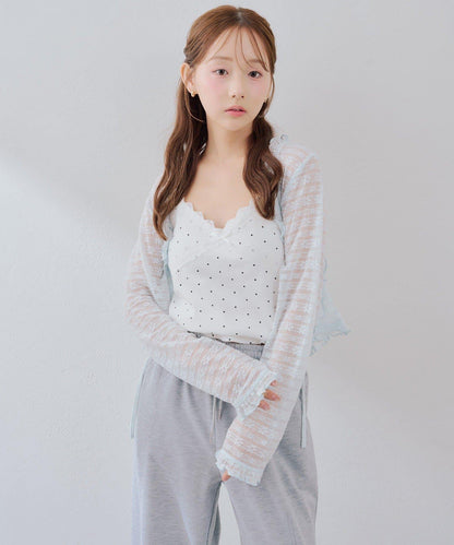 【continuer】蕾絲吊帶背心套裝 蕾絲開衫