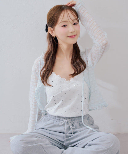 【continuer】蕾絲吊帶背心套裝 蕾絲開衫