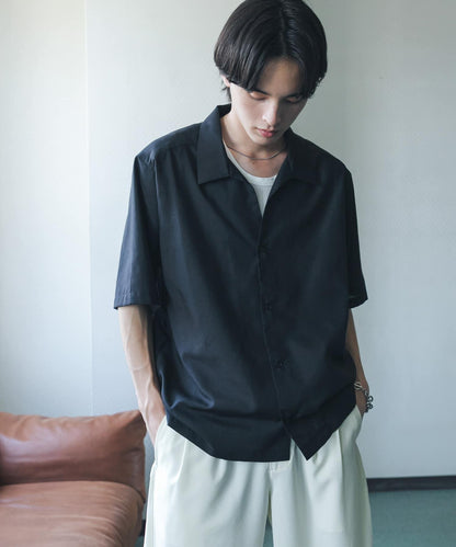 易打理 透膚立領短袖襯衫