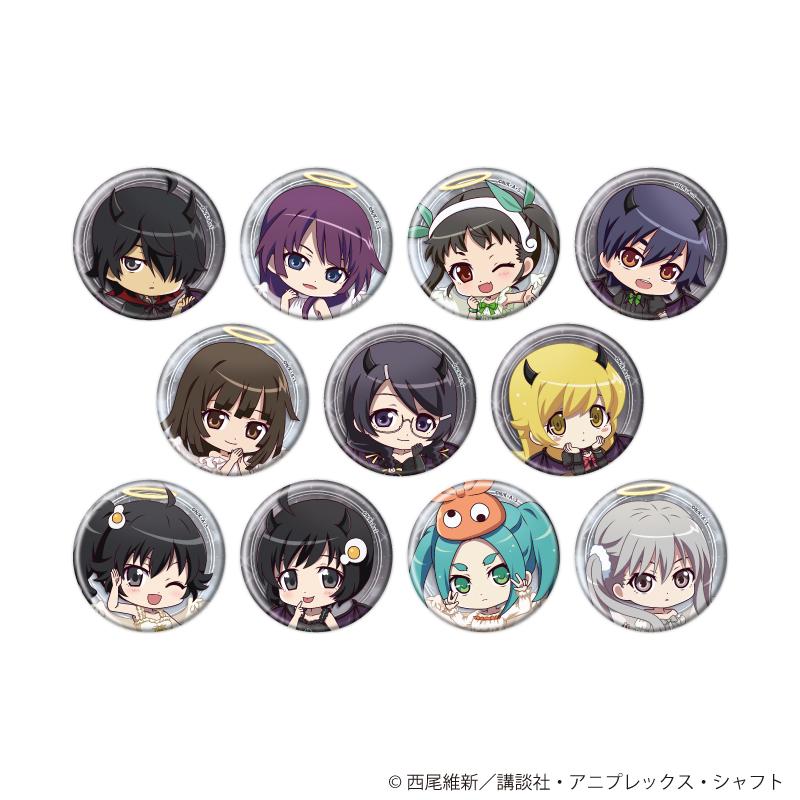 〈物語〉シリーズ 罐裝徽章01/天使與惡魔ver. 完整套裝（全11種）（迷你角色插畫）