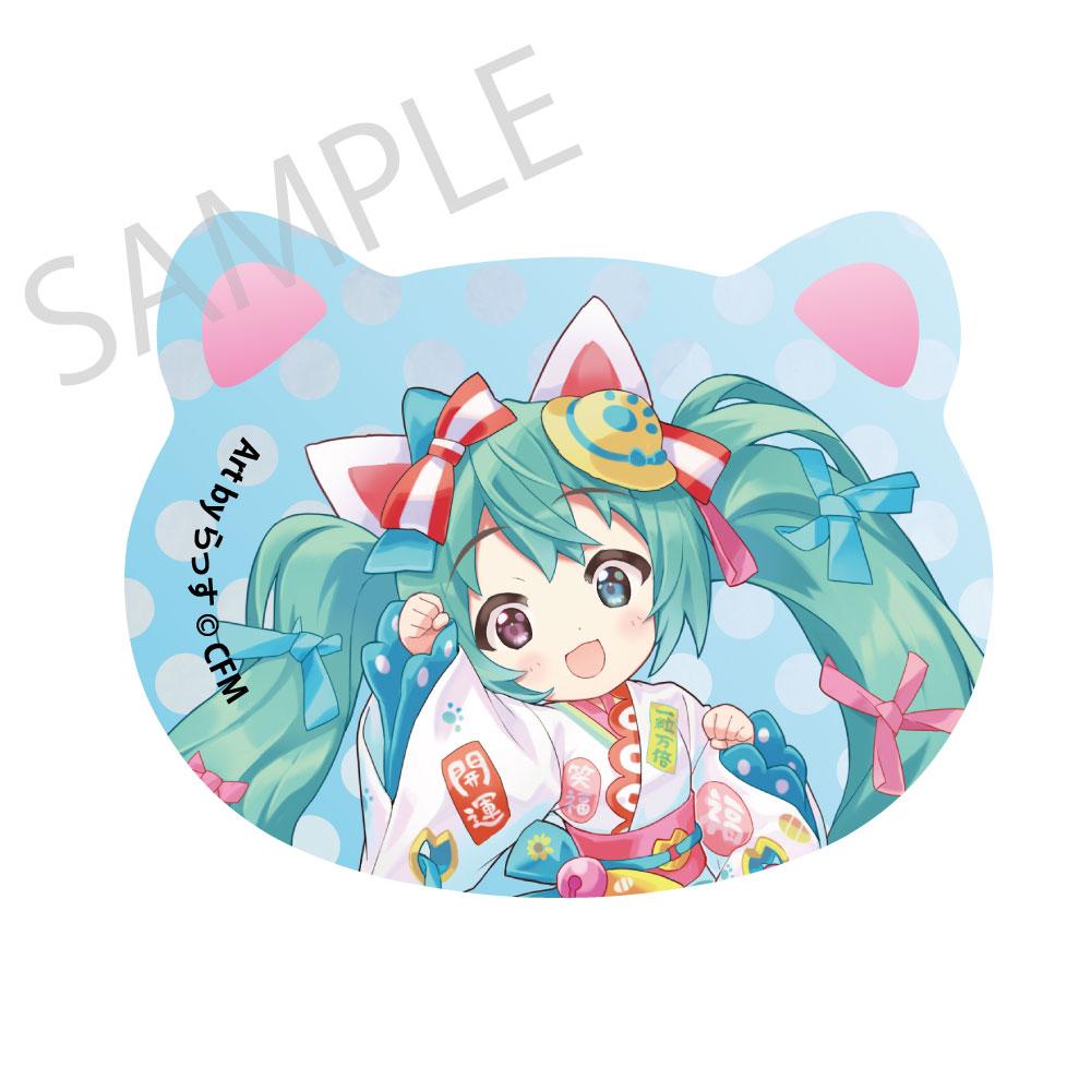 初音未來 × 招き貓 × 真夏の熊谷 貓型徽章 初音未來 白貓2 Art by らっす