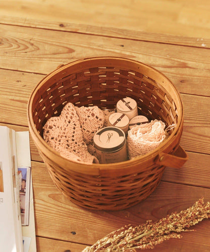 水杉手柄圓形收納籃
