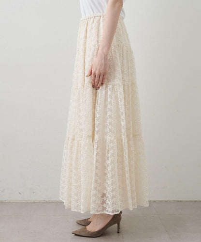 【THE PAUSE】刺繡歐根紗層疊半身裙