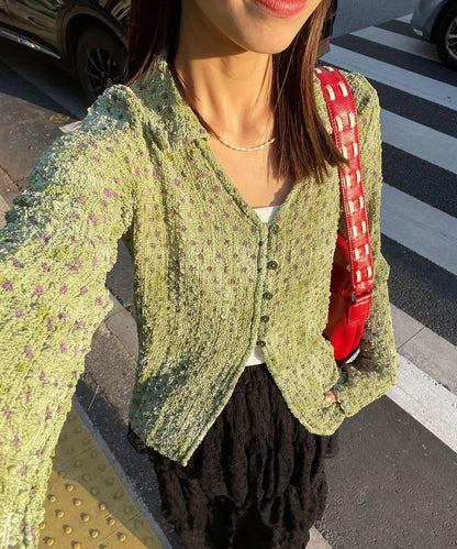 爆米花波點鏤空襯衫