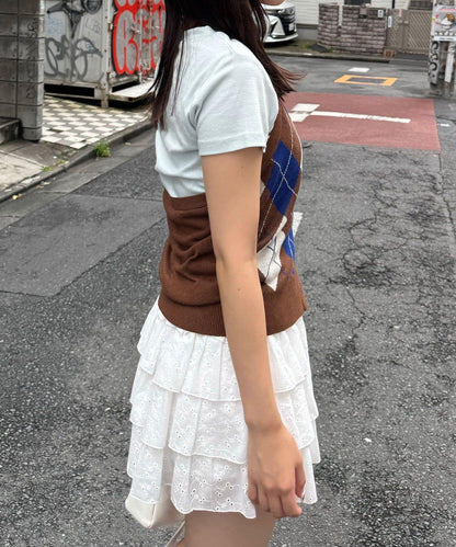 菱格紋掛脖針織背心