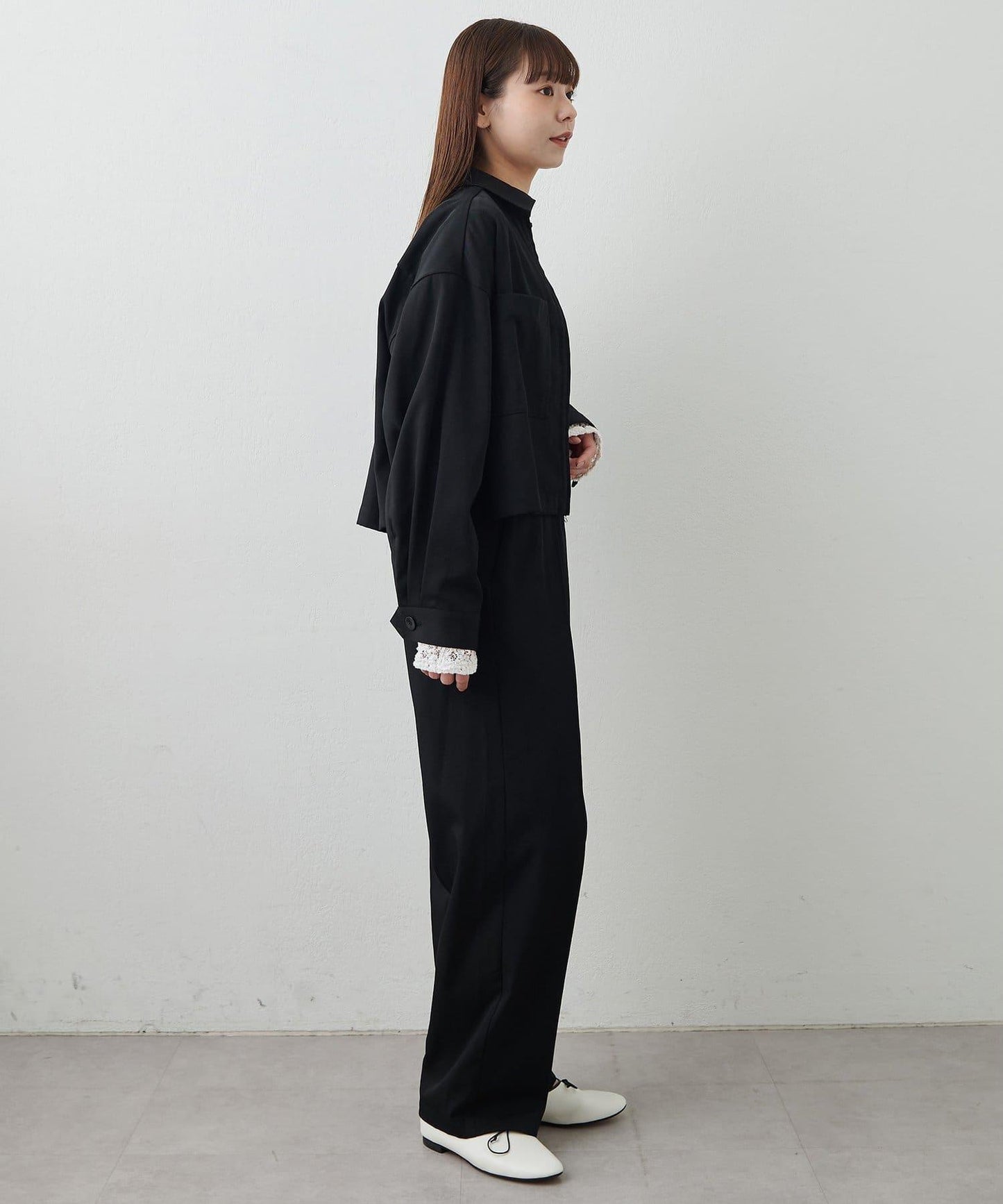 Drawing Numbers 尼龍棉斜紋抽繩闊腿褲