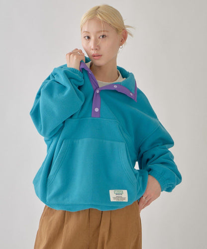 DISCUS 聯名 Oversize 抽繩下襬抓絨套頭衫