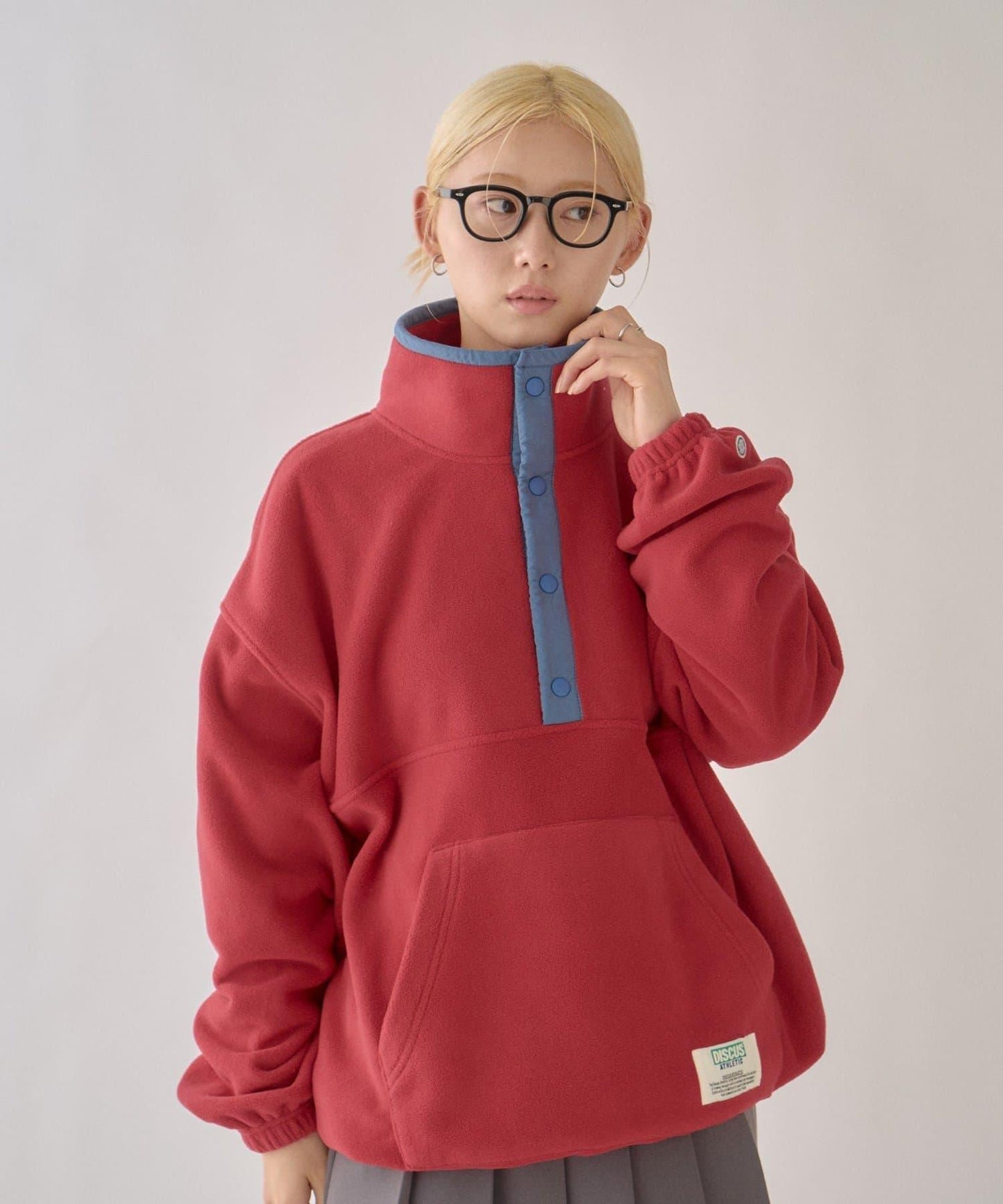 DISCUS 聯名 Oversize 抽繩下襬抓絨套頭衫