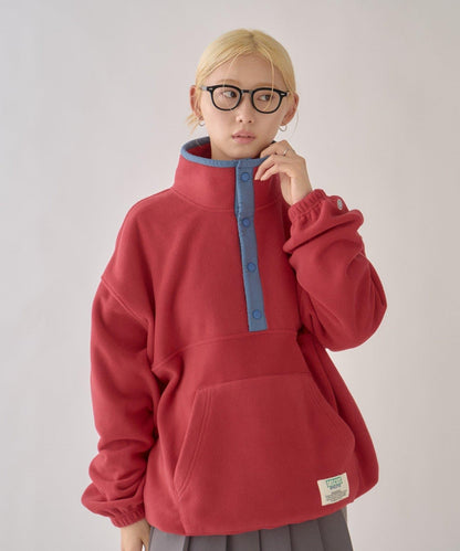 DISCUS 聯名 Oversize 抽繩下襬抓絨套頭衫