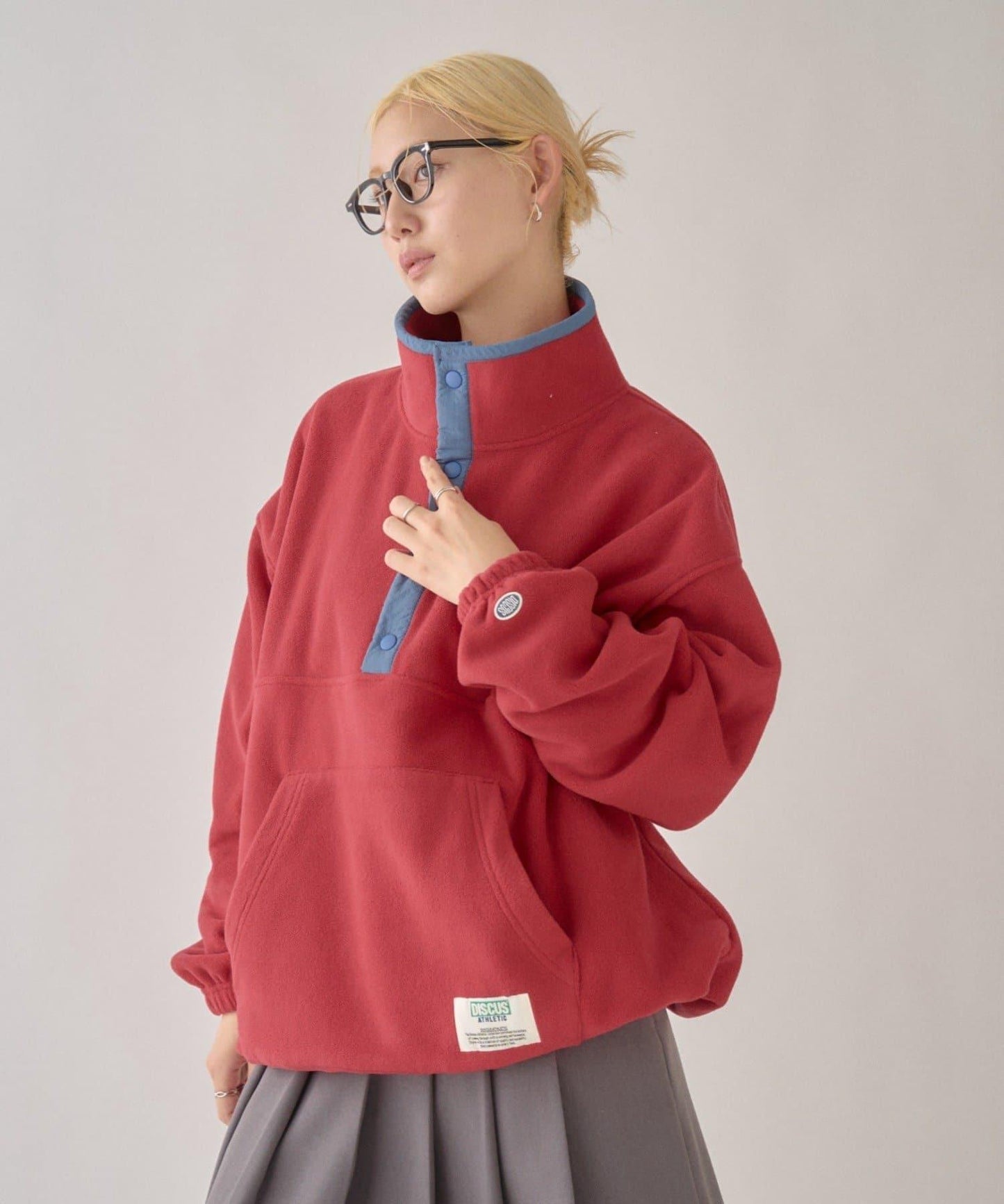 DISCUS 聯名 Oversize 抽繩下襬抓絨套頭衫
