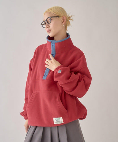 DISCUS 聯名 Oversize 抽繩下襬抓絨套頭衫