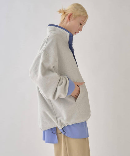 DISCUS 聯名 Oversize 抽繩下襬抓絨套頭衫