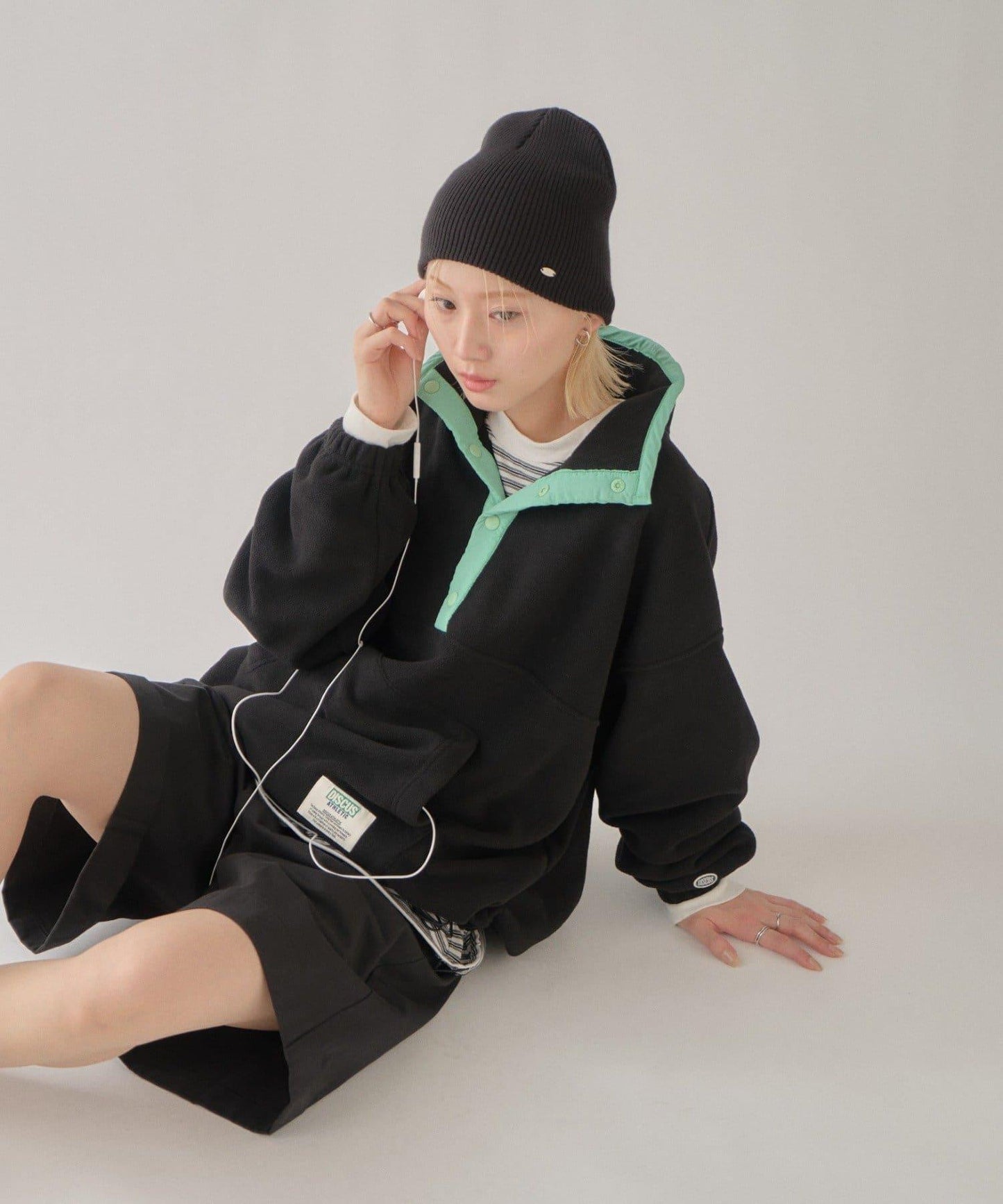 DISCUS 聯名 Oversize 抽繩下襬抓絨套頭衫