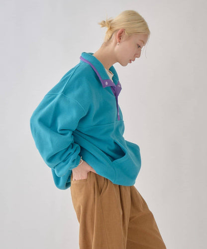 DISCUS 聯名 Oversize 抽繩下襬抓絨套頭衫