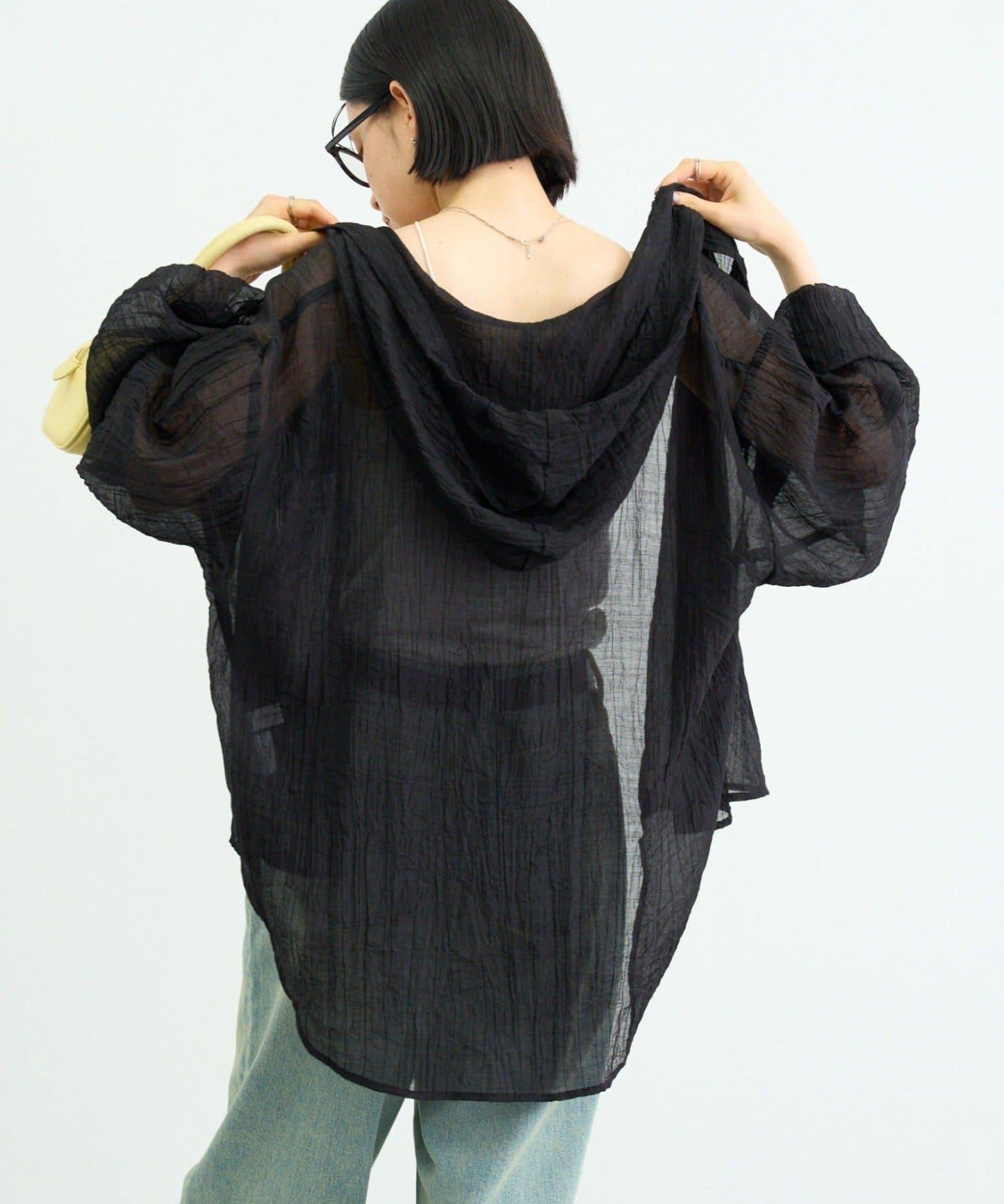遮肉顯瘦 透視連帽襯衫