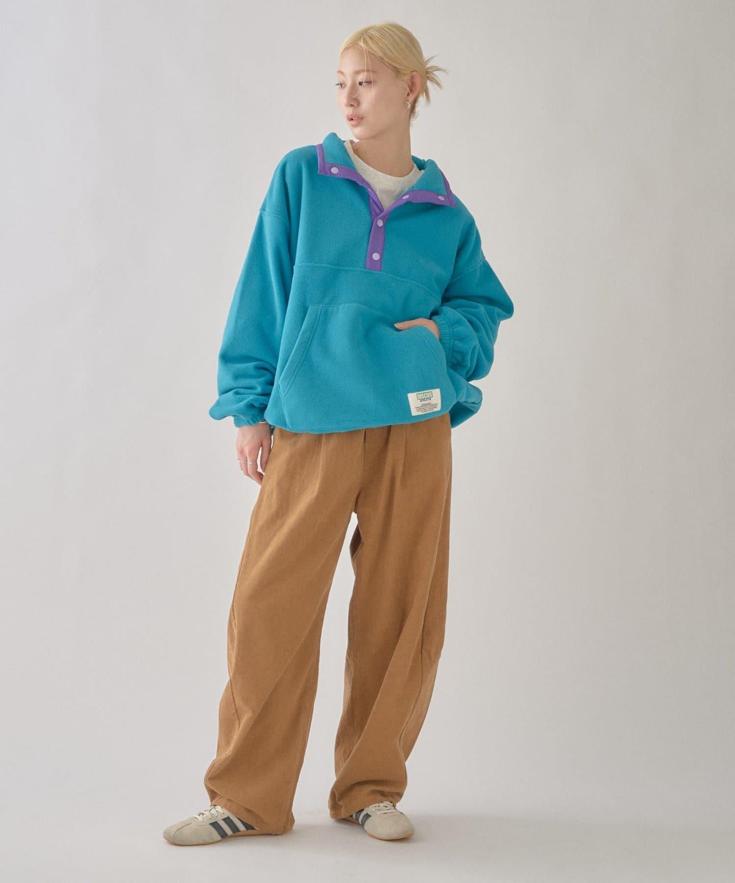 DISCUS 聯名 Oversize 抽繩下襬抓絨套頭衫