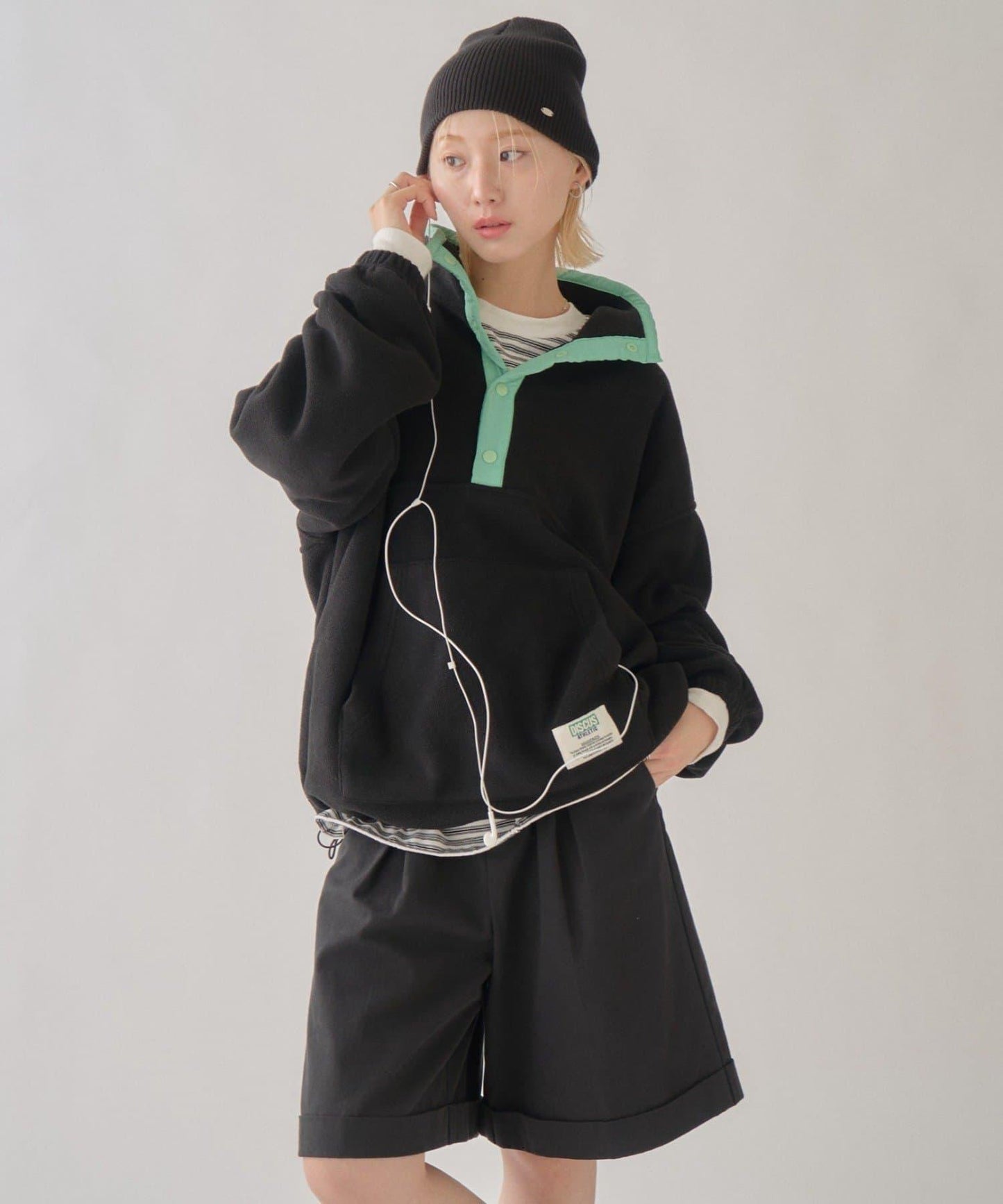 DISCUS 聯名 Oversize 抽繩下襬抓絨套頭衫