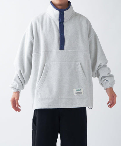 DISCUS 聯名 Oversize 抽繩下襬抓絨套頭衫