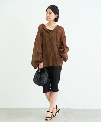 遮肉顯瘦 透視連帽襯衫