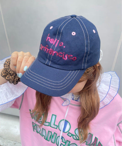 HELLO.SANFRANCISCO 亮片Logo蝴蝶結棒球帽