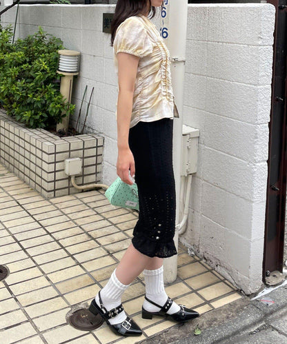 彈力蕾絲七分褲/騎行褲