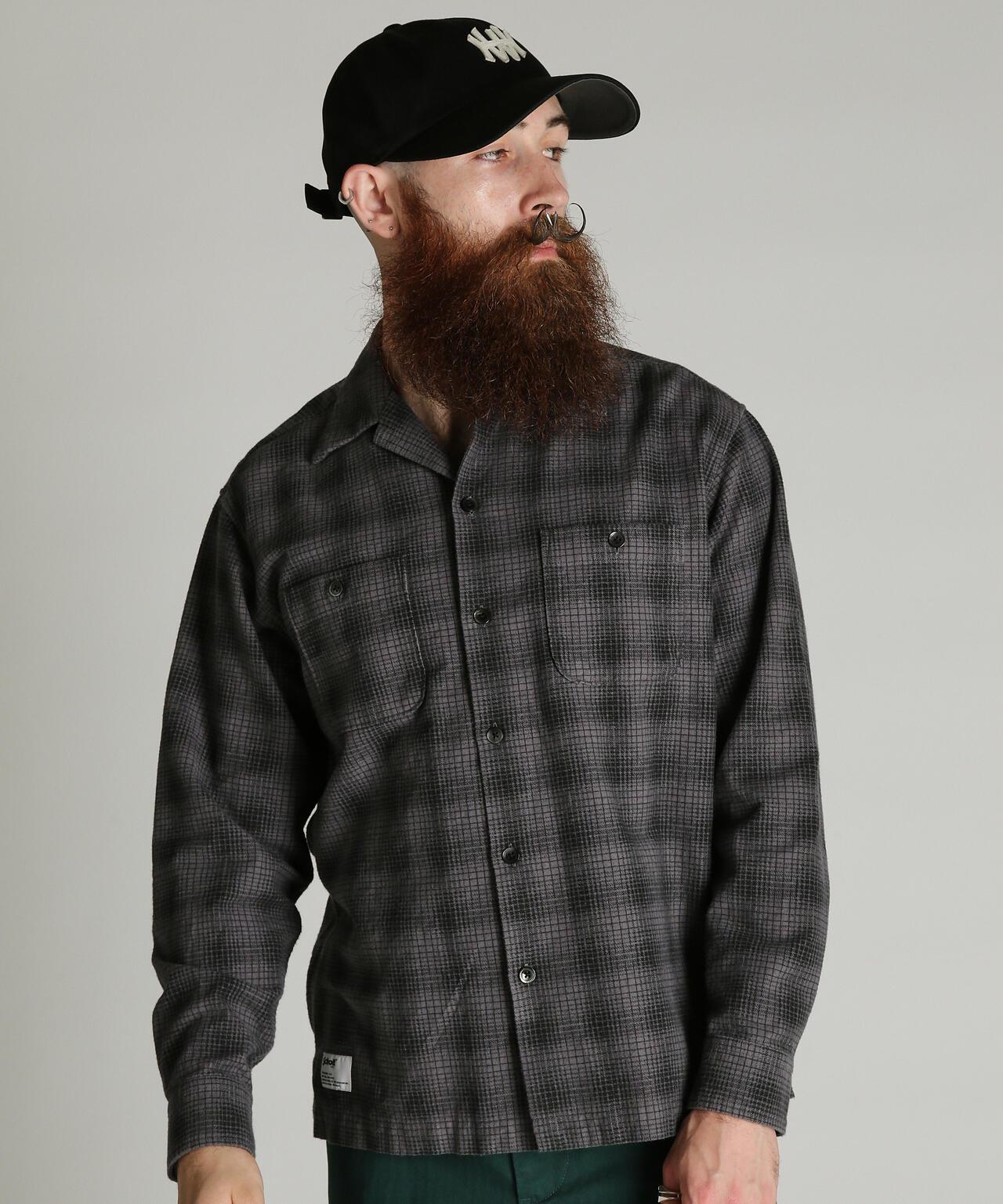 PRINT OMBRE CHECK FLANNEL SHIRT 印花漸變格紋法蘭絨襯衫
