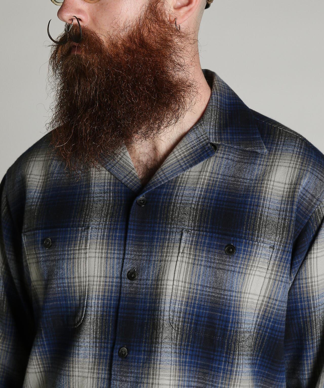 OMBRE CHECK FLANNEL SHIRT 漸變格紋法蘭絨襯衫