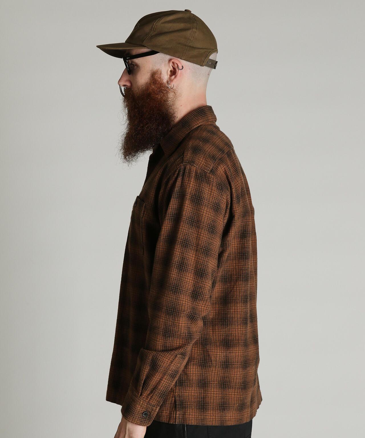 PRINT OMBRE CHECK FLANNEL SHIRT 印花漸變格紋法蘭絨襯衫