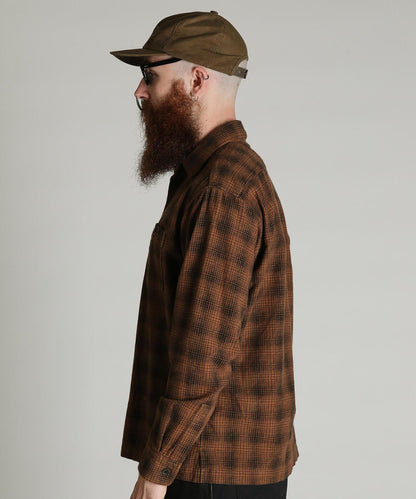 PRINT OMBRE CHECK FLANNEL SHIRT 印花漸變格紋法蘭絨襯衫