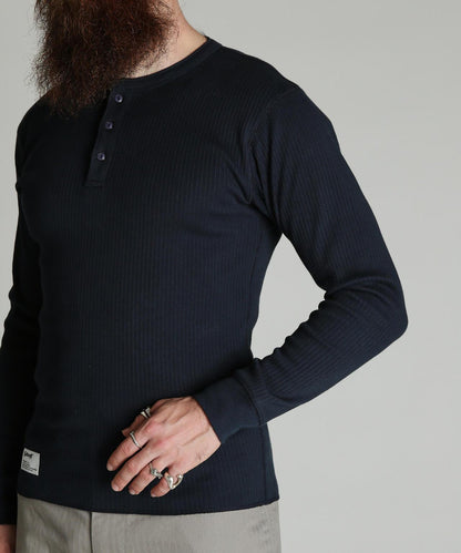 ARMY RIB HENLEY LS T-SHIRT/陸軍羅紋亨利領長袖T恤