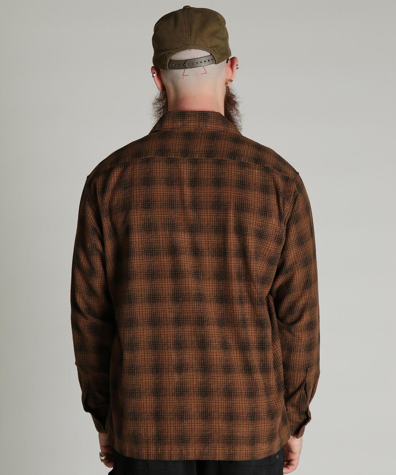 PRINT OMBRE CHECK FLANNEL SHIRT 印花漸變格紋法蘭絨襯衫