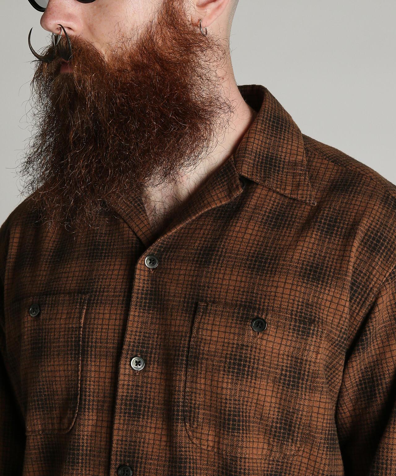PRINT OMBRE CHECK FLANNEL SHIRT 印花漸變格紋法蘭絨襯衫