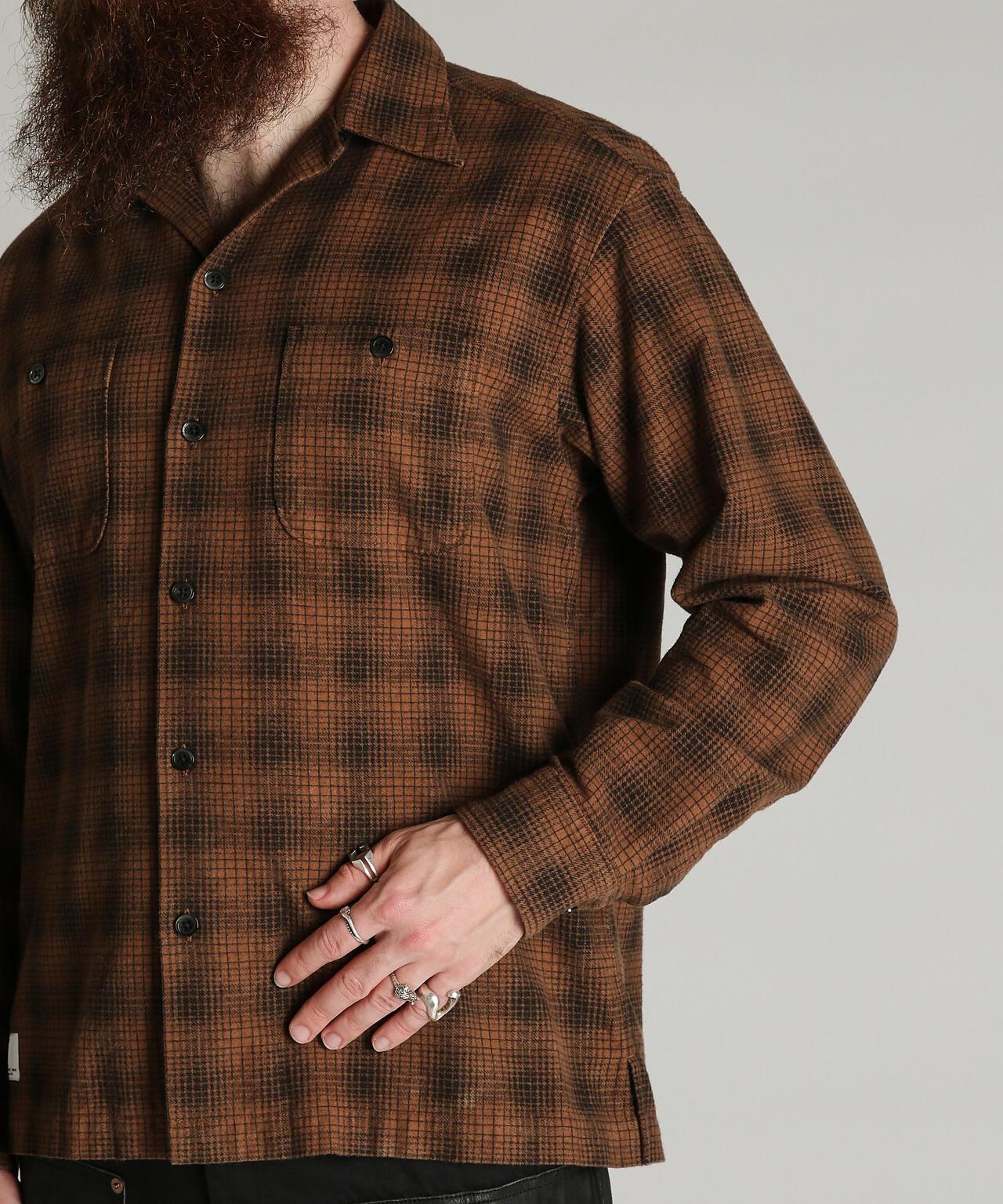 PRINT OMBRE CHECK FLANNEL SHIRT 印花漸變格紋法蘭絨襯衫