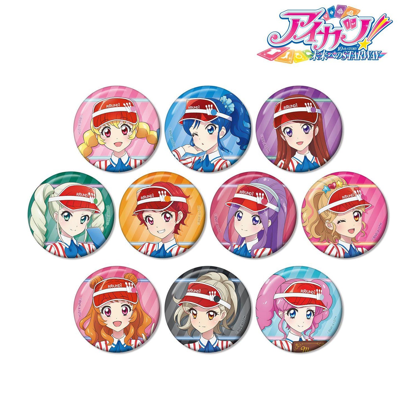 アイカツ！ 10th STORY ～未來へのSTARWAY～（偶像活動！10週年物語 ～通往未來的STARWAY～） 描繪復古條紋ver. 收藏徽章（單位/完整盒裝/10包入）